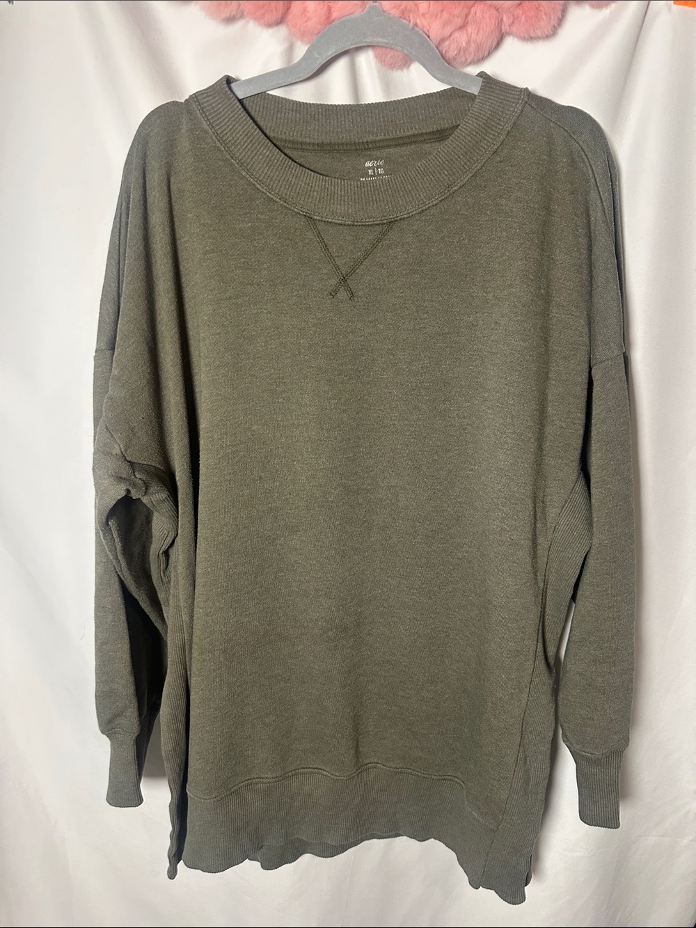 aerie Olive Green Crewneck Sweatshirt